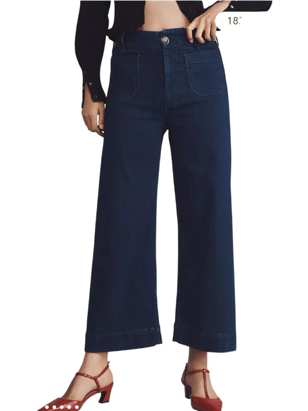 Anthropologie Maeve Collette Crop High Rise Wide Leg Jeans Patch Pockets Size 30